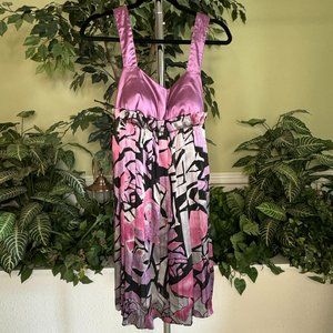 Sleeveless Floral Metallic Cocktail Party Dress